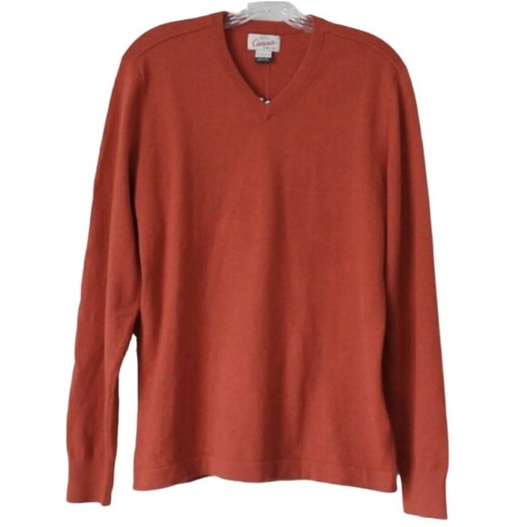 Lands' End Sweater Women Size S Rust Chutney Long Sleeve V-Neck - Picture 8 of 10